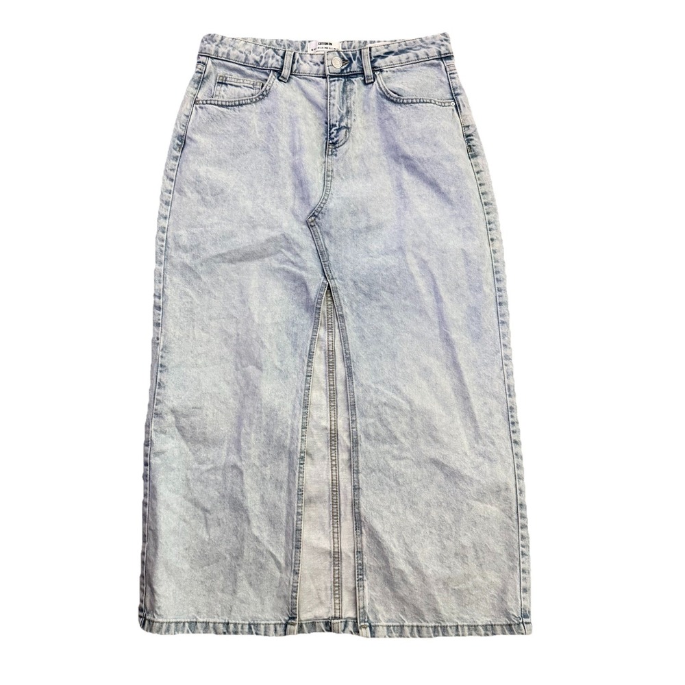 Cotton On Bailey Denim Maxi Skirt Women's 8 Front Slit Festival Boho Country